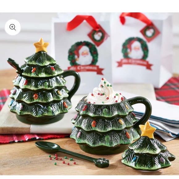 Mr. Christmas 16oz Lidded Nostalgic Christmas Tree Mug with Spoon NIB - Picture 14 of 16